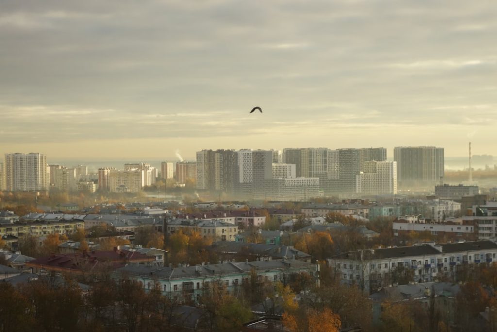 Photo sunny cityscape